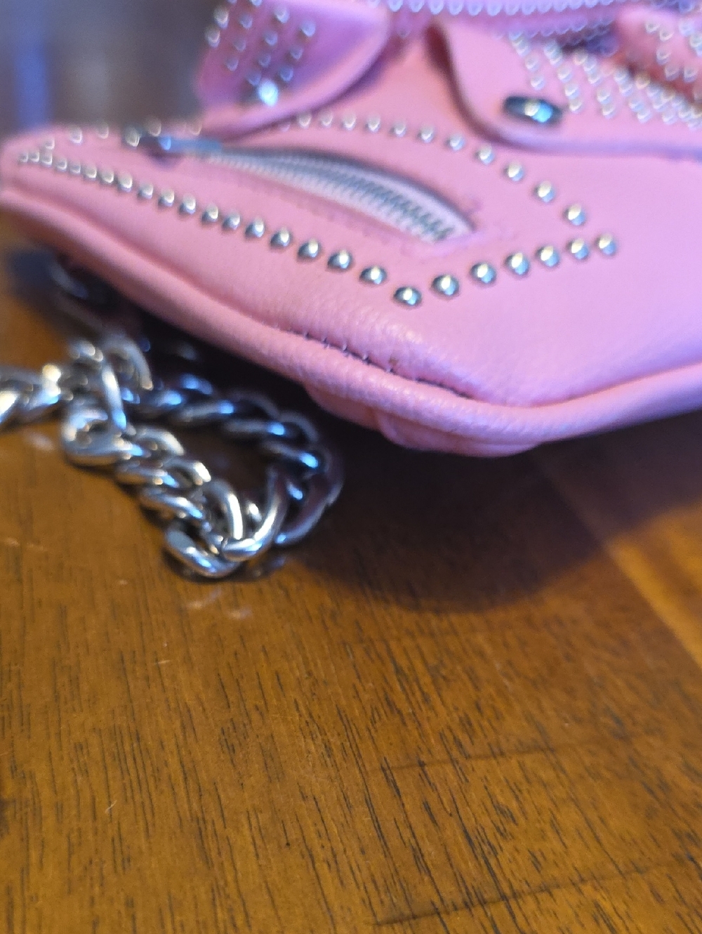 Studded Pink Leather Crossbody Bag - Fashion Statement - Picture 7 of 16